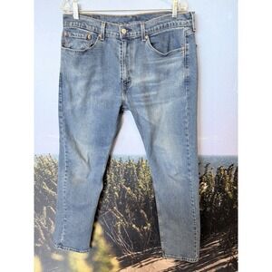 Levi's 505 Regular Fit Straight‎ Leg Men's Jeans Light Blue Cotton